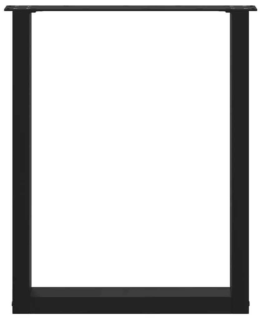 Pés para mesa de jantar em formato de U, 3 peças, preto, 70x(72-73) cm