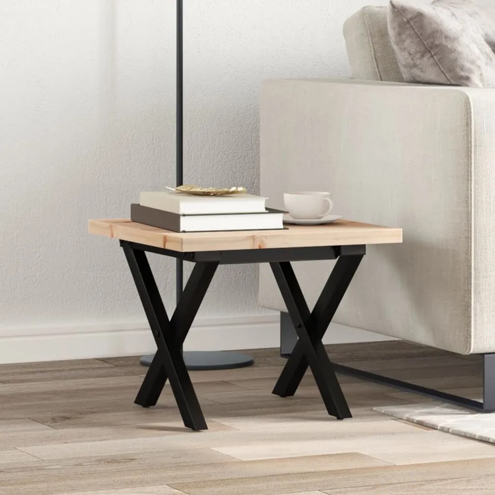 Mesa de centro estrutura em X 40x40x35,5 cm pinho/aço