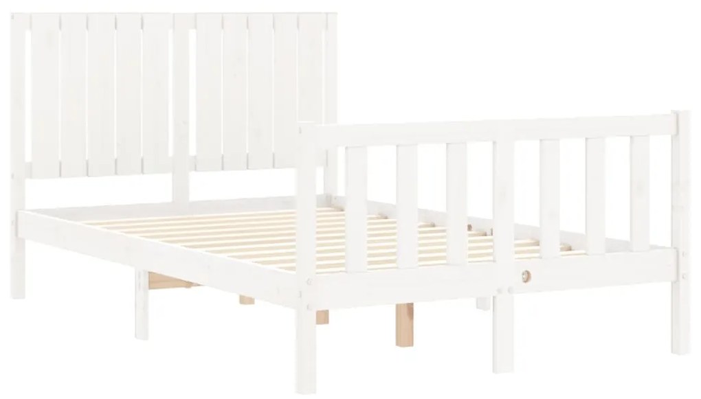 Estrutura de cama com cabeceira 120x200cm madeira maciça branco