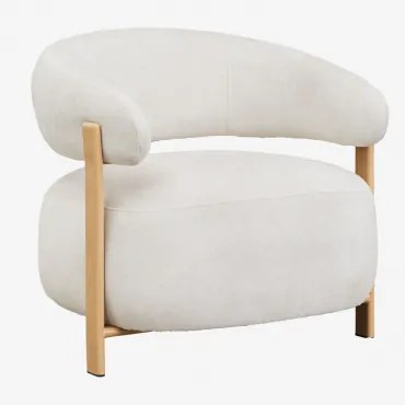 Poltrona Em Tecido Chenille E Ferro Jolie Madeira Natural & Chenille Bege Creme - Sklum