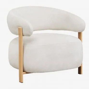 Poltrona Jolie Em Tecido Chenille Madeira Natural & Chenille Beige Creme - Sklum