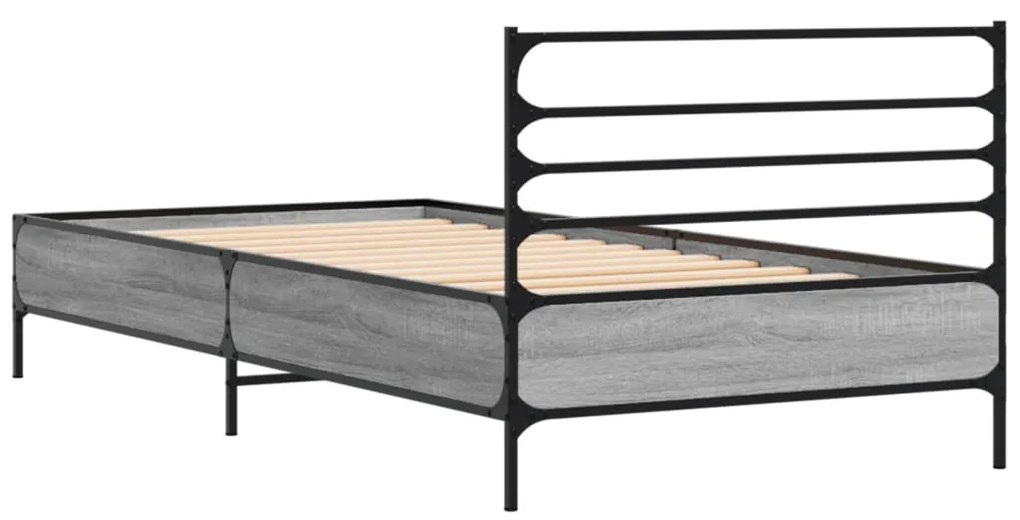 Estrutura cama 100x200 cm derivados madeira/metal cinza sonoma