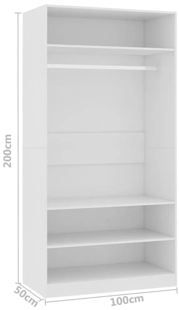 Roupeiro 100x50x200 cm derivados de madeira branco