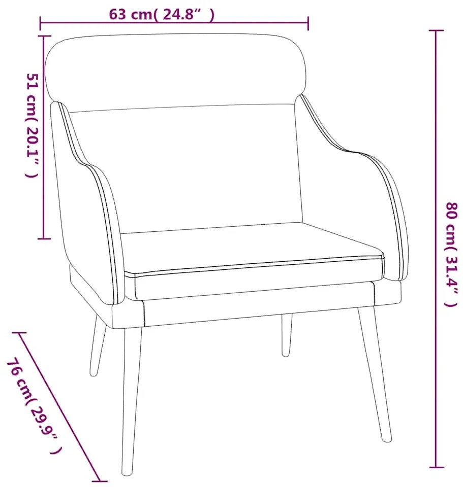Cadeira c/ apoio de braços 63x76x80 cm veludo cinzento-escuro