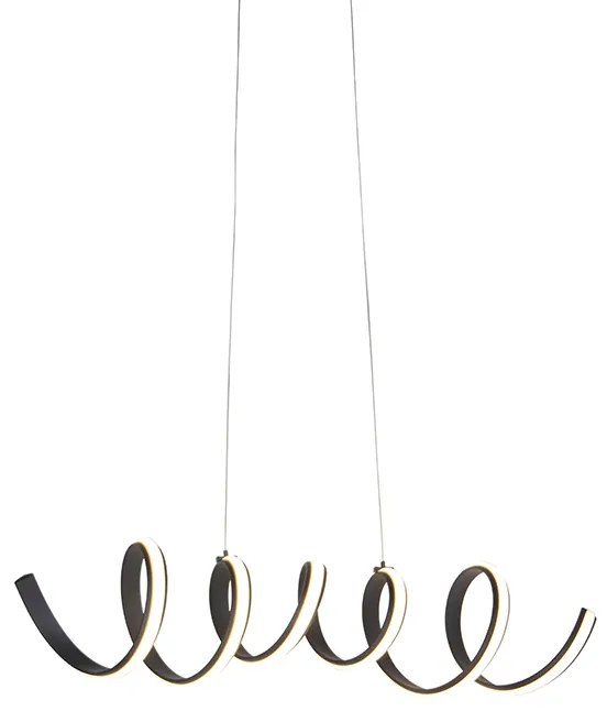 Candeeiro de suspensão design preto regulável com LED grande - Twisted