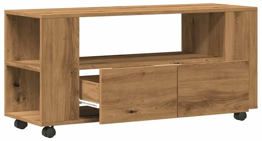 Móvel TV c/rodas 102x34,5x43cm deriv.madeira carvalho artisiano