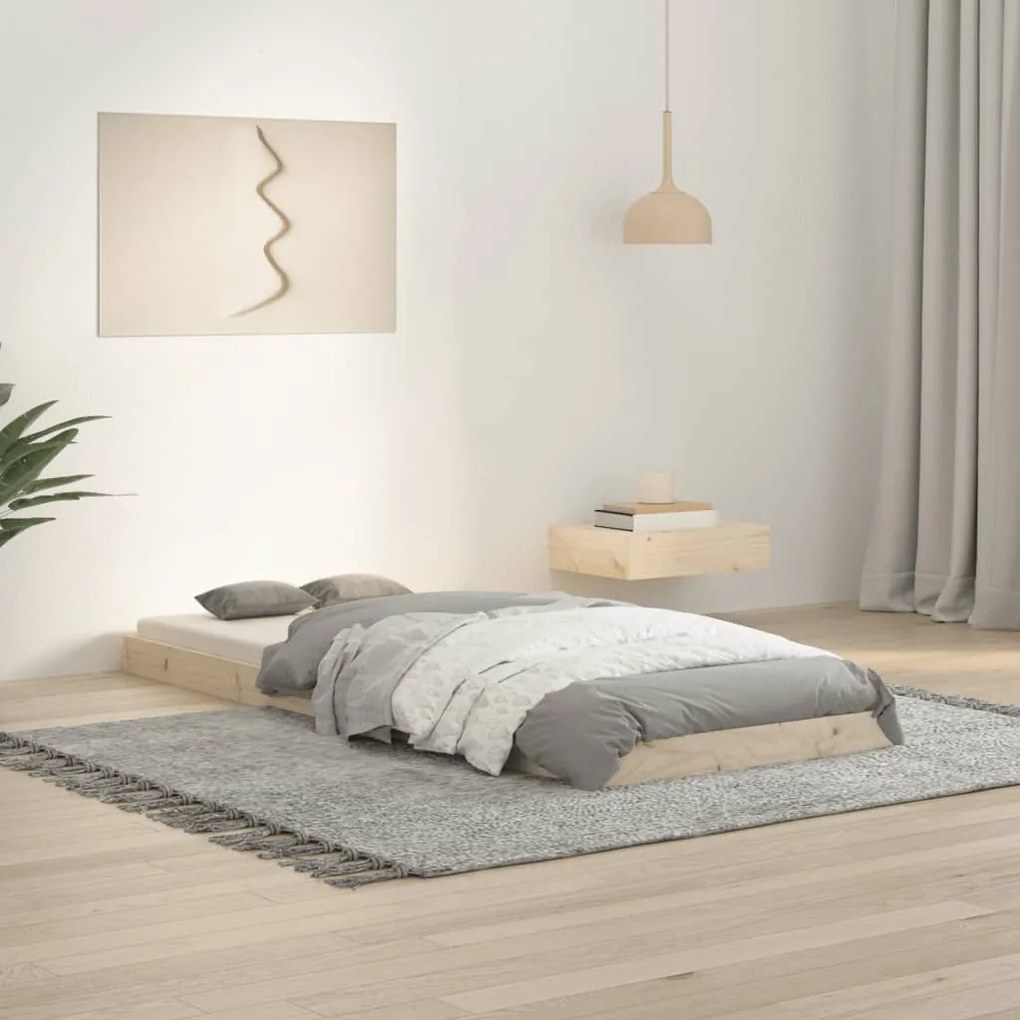 vidaXL Estrutura de cama de solteiro pequena 75x190 cm pinho maciço