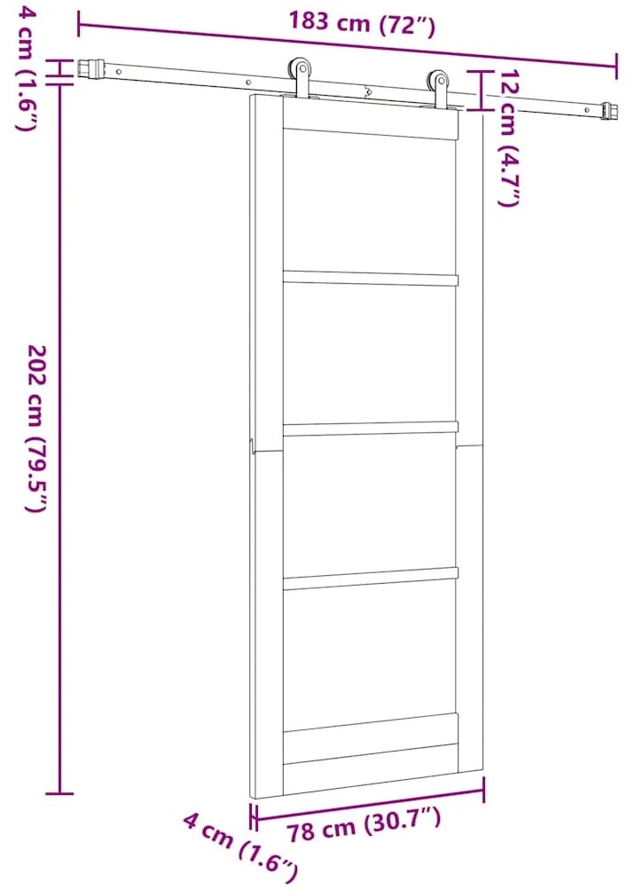 Porta deslizante vidaXL com conjunto de hardware branca 78x202 cm made