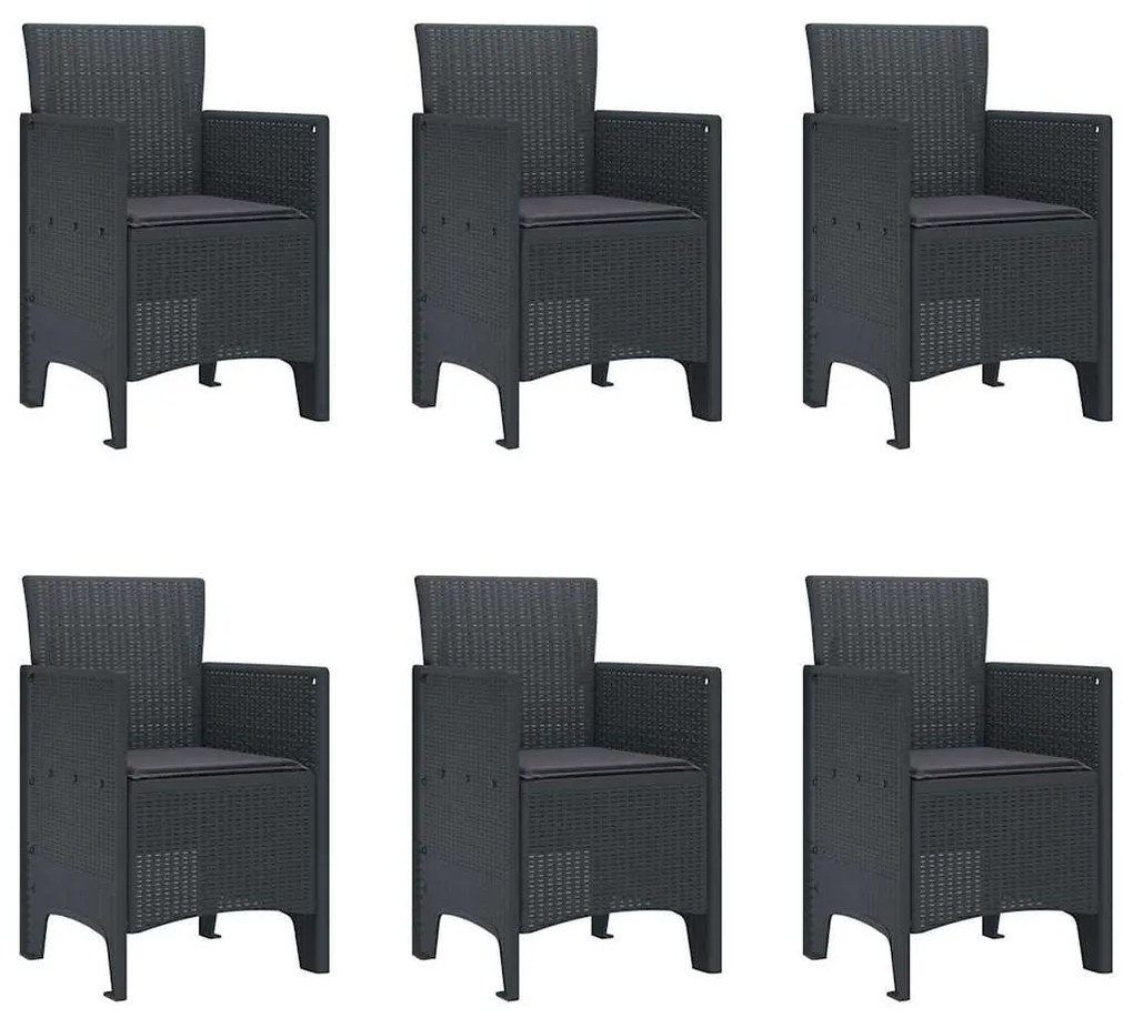 Conjunto de Jantar de Jardim 7 pcs Antracite 200 x 100 x 73 cm