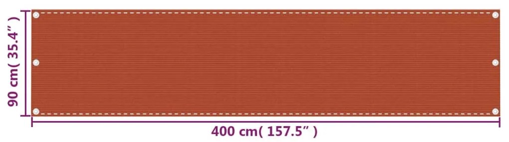 Tela de varanda 90x400 cm PEAD laranja