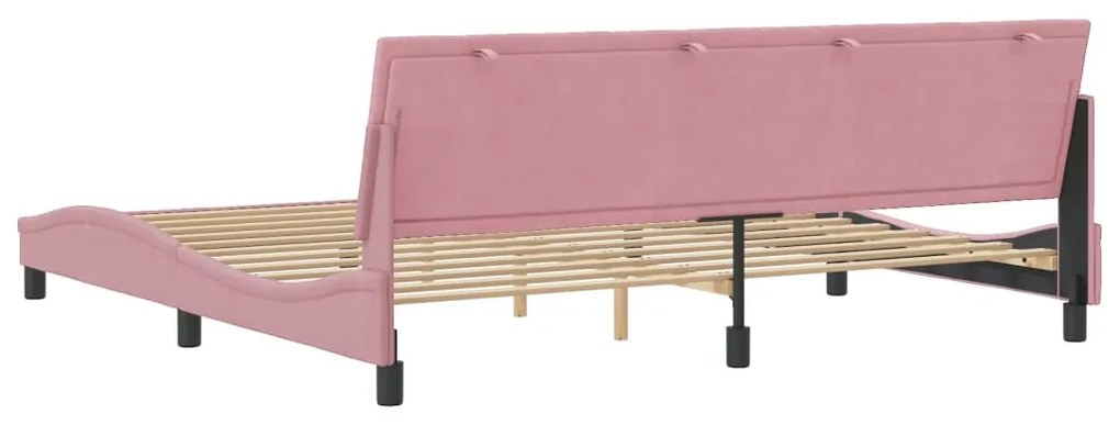 Estrutura de cama c/ cabeceira 200x200 cm veludo rosa