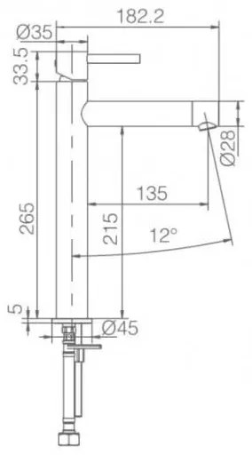 Torneira monocomando para lavatório com um design alto fabricado em aço inoxidavel Moscú