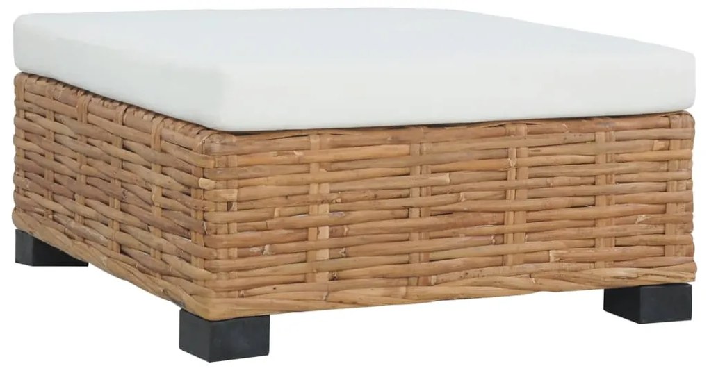 286281 vidaXL Apoio para os pés com almofadão vime natural