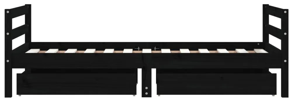 Estrutura cama infantil c/ gavetas 80x160 cm pinho maciço preto