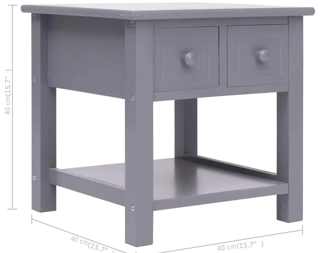 Mesa de apoio 40x40x40 cm madeira de paulownia cinzento