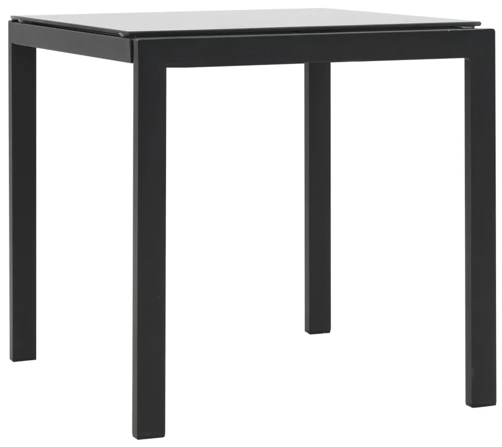 Espreguiçadeiras com mesa 2 pcs vime PE e textilene preto