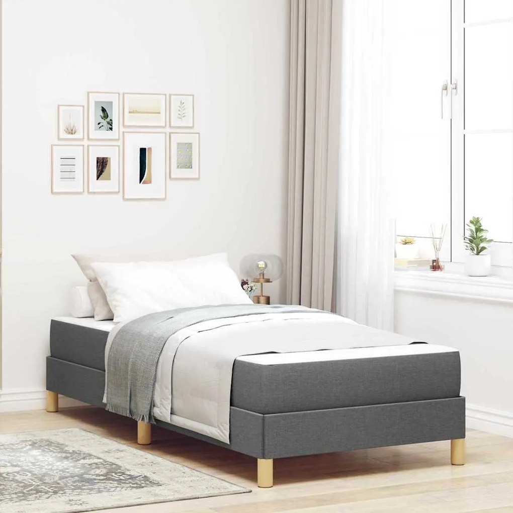 vidaXL Cama Box com colchão Cinza Escuro 80 x 200 cm tecido