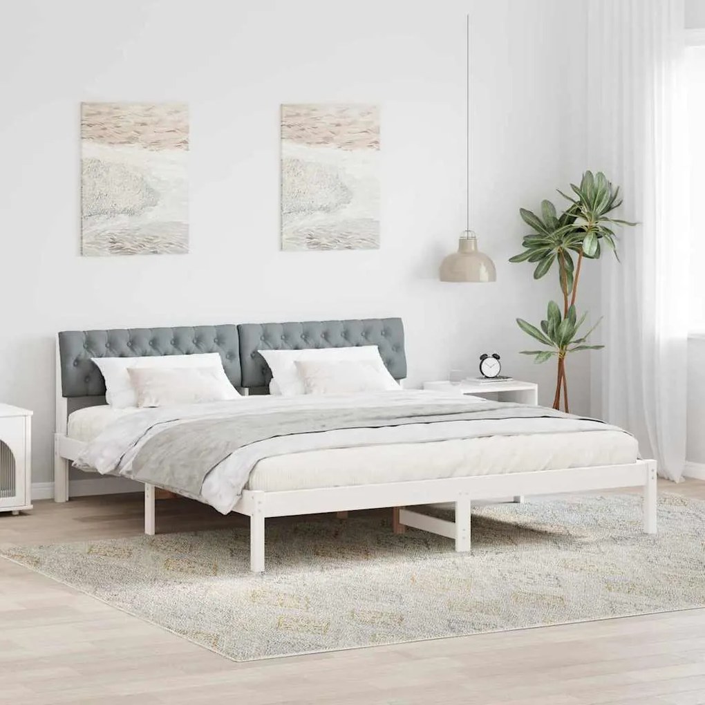 vidaXL Estrutura da cama Branco e cinza claro 180 x 200 cm