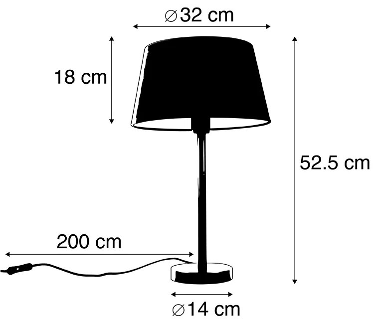 Candeeiro de mesa clássico em latão com cúpula preta 32 cm - Simplo Clássico / Antigo,Design