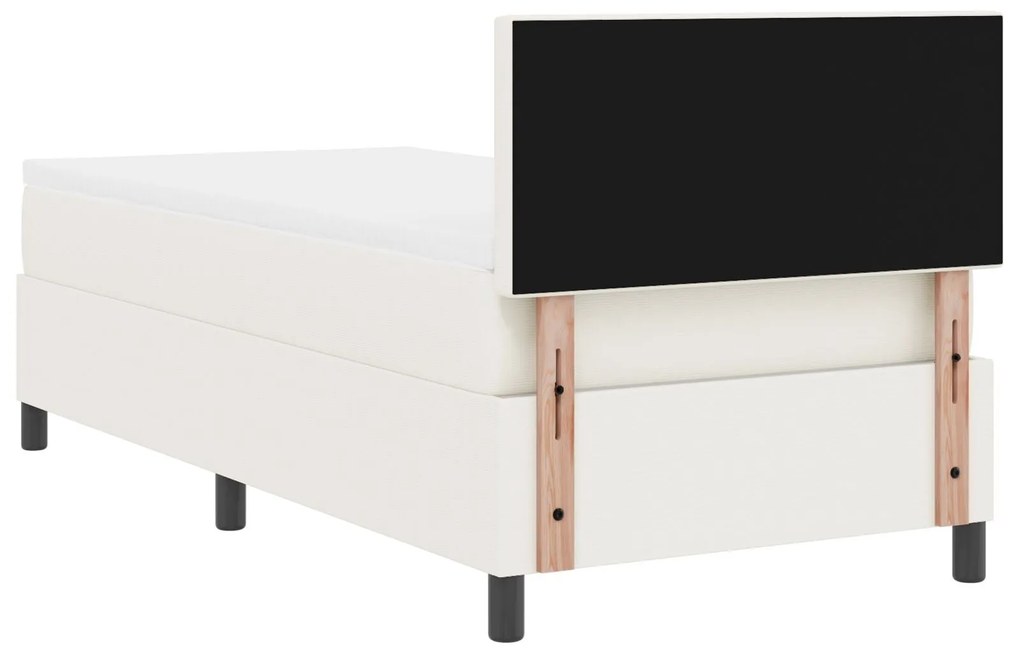 Cama Box com Colchão & LED Crema 100x200 cm em Tecido de Veludo