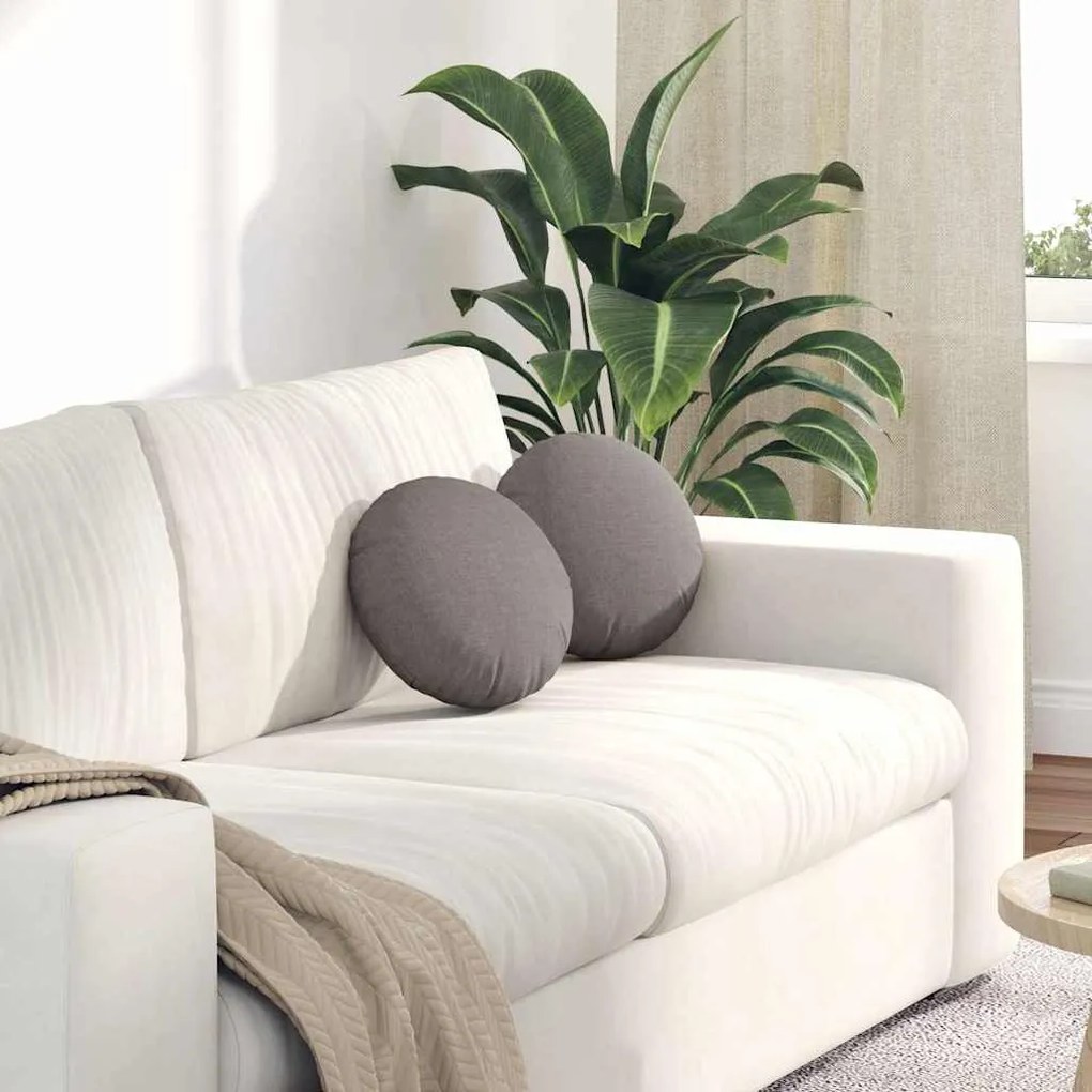 vidaXL Almofadas de Assento 2 pcs Cinzento-acastanhado Ø30 x 13 cm