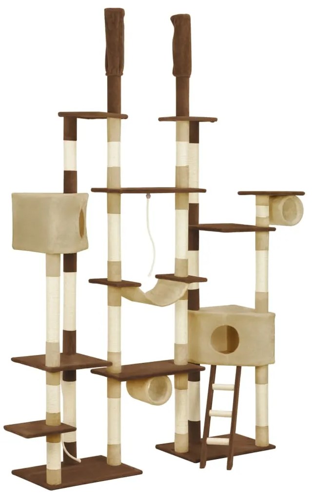 vidaXL Árvore para gatos c/ postes arranhadores sisal 234 cm castanho