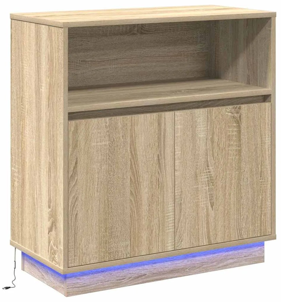 Sideboard com LED Carvalho Sonoma 71x34,5x75 cm em Madeira Ingienirada