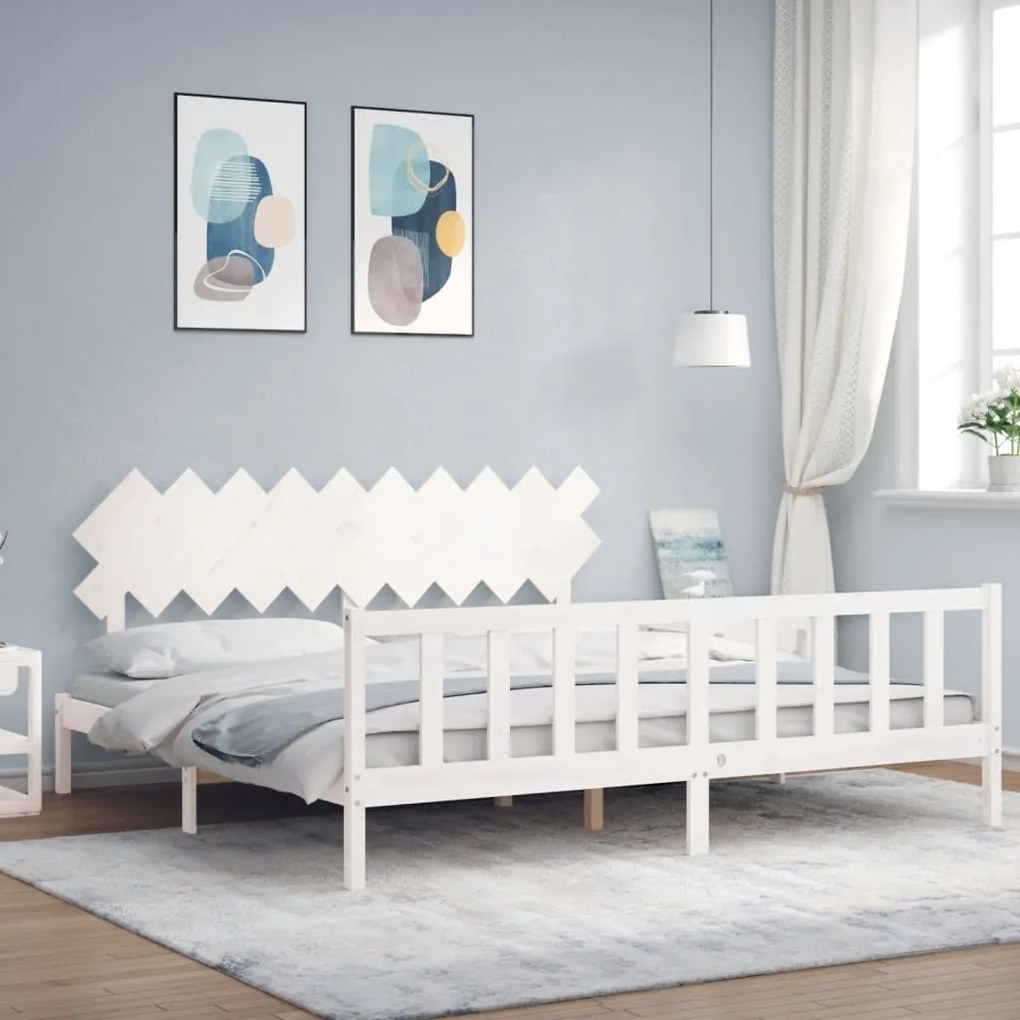 vidaXL Cama sem colchão 200x200 cm madeira de pinho maciça branco