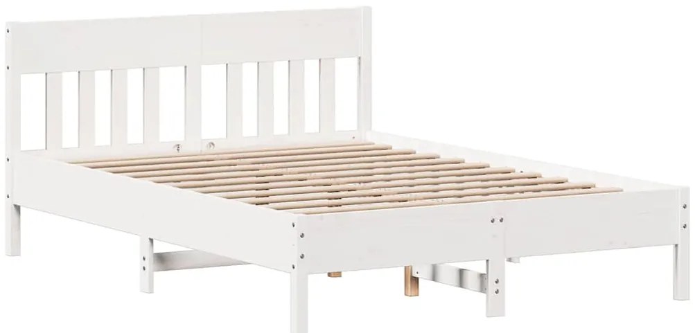 Cama sem colchão 160x200 cm madeira de pinho maciça branco