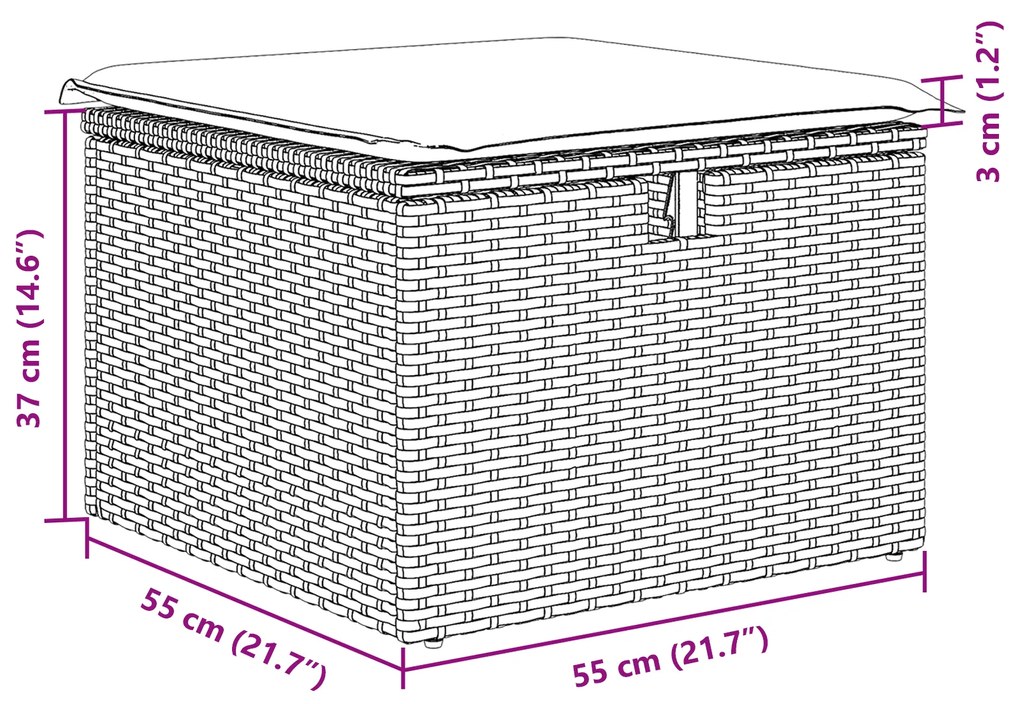 Conjunto de Sofás para Jardim de 8 Peças com Almofadas Cinza Vime Poli