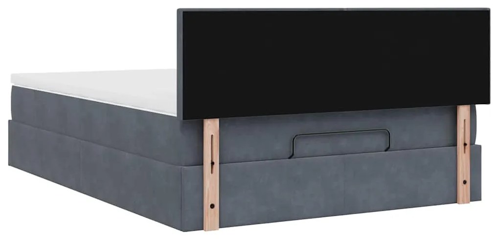 Estrutura de cama otomana com colchão 140x190cm cinzento escuro