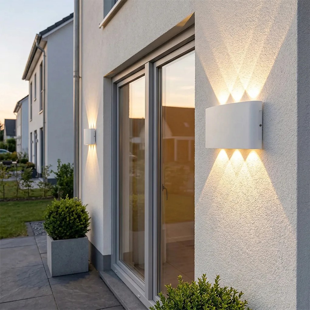 Candeeiro de parede exterior branco com LED 6 luzes IP54 - Silly