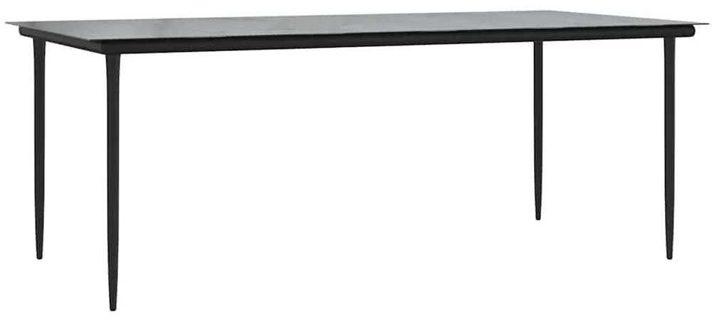 Conjunto de jantar jardim 9 peças almofadas vidro vime PE preto