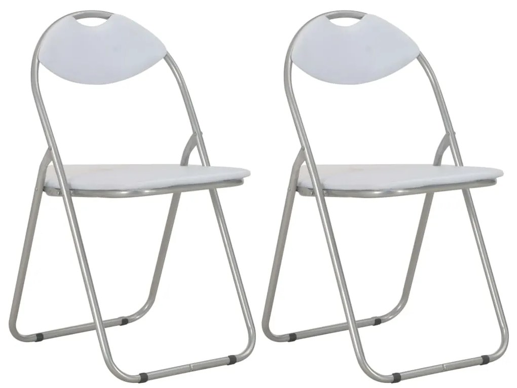 vidaXL Cadeiras de jantar dobráveis 2 pcs couro artificial branco