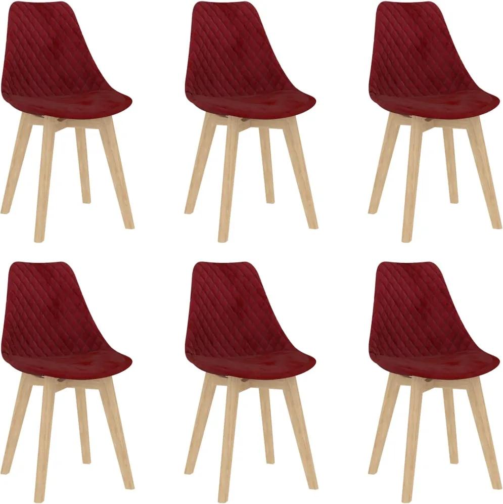 Cadeiras de jantar 6 pcs veludo vermelho tinto