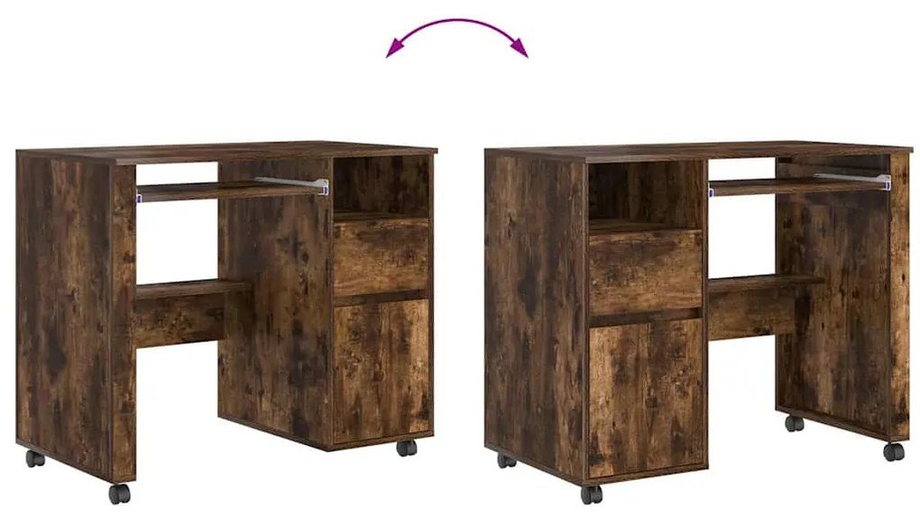 Mesa de Computador Castanha Carvalho Fumado Madeira engenheirada