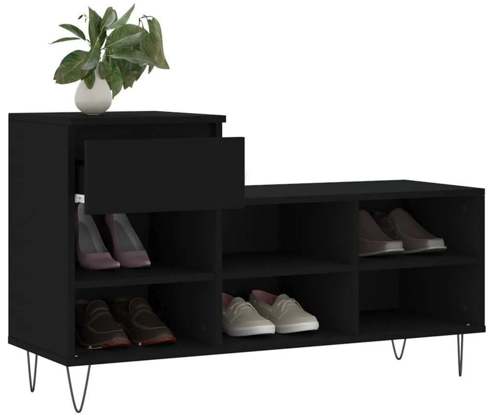 Sapateira 102x36x60 cm derivados de madeira preto
