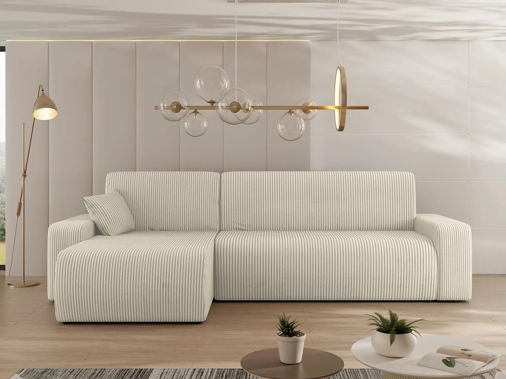 Sofá de canto Shelton 102, Cama com arrumação, 244x145x82cm, 91.5 kg, Pernas: Plástico