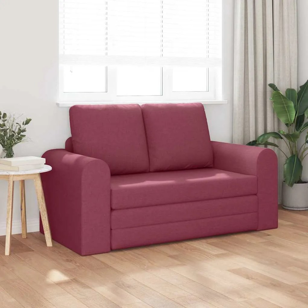 Sofá Cama de Chão 2-em-1 Vermelho Vinho 148x71x83 cm Tecido