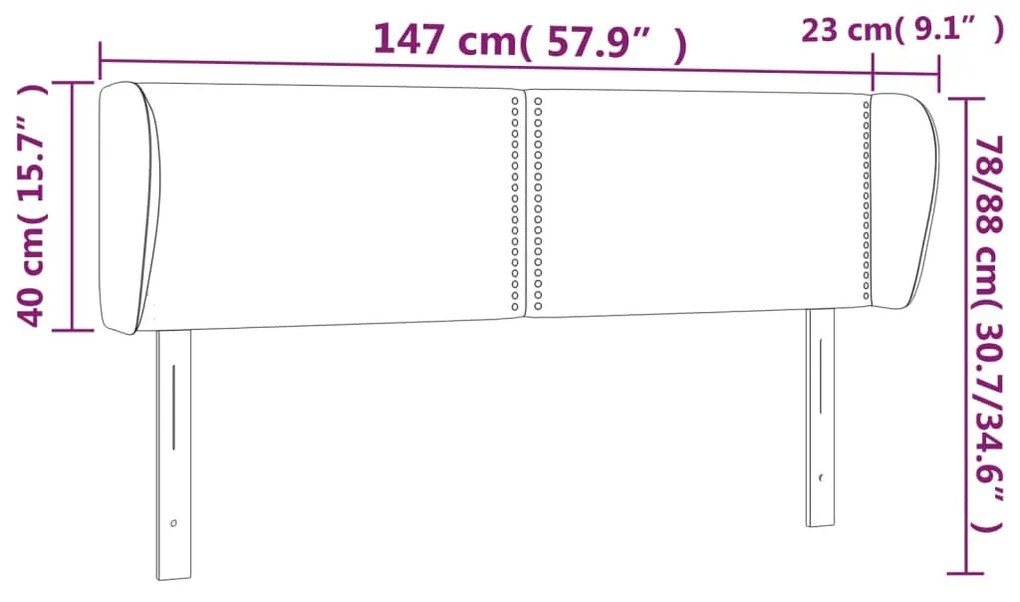 Cabeceira de cama c/ abas veludo 147x23x78/88 cm cinzento-claro