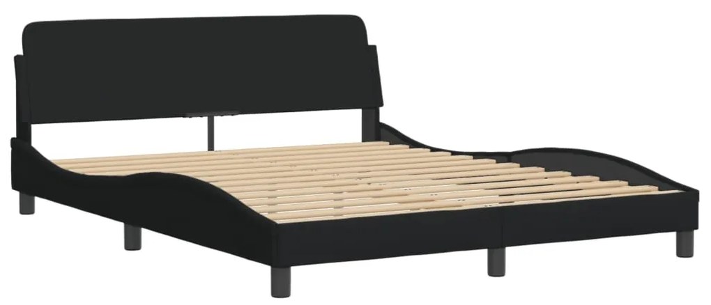Cama com colchão 160x200 cm tecido preto