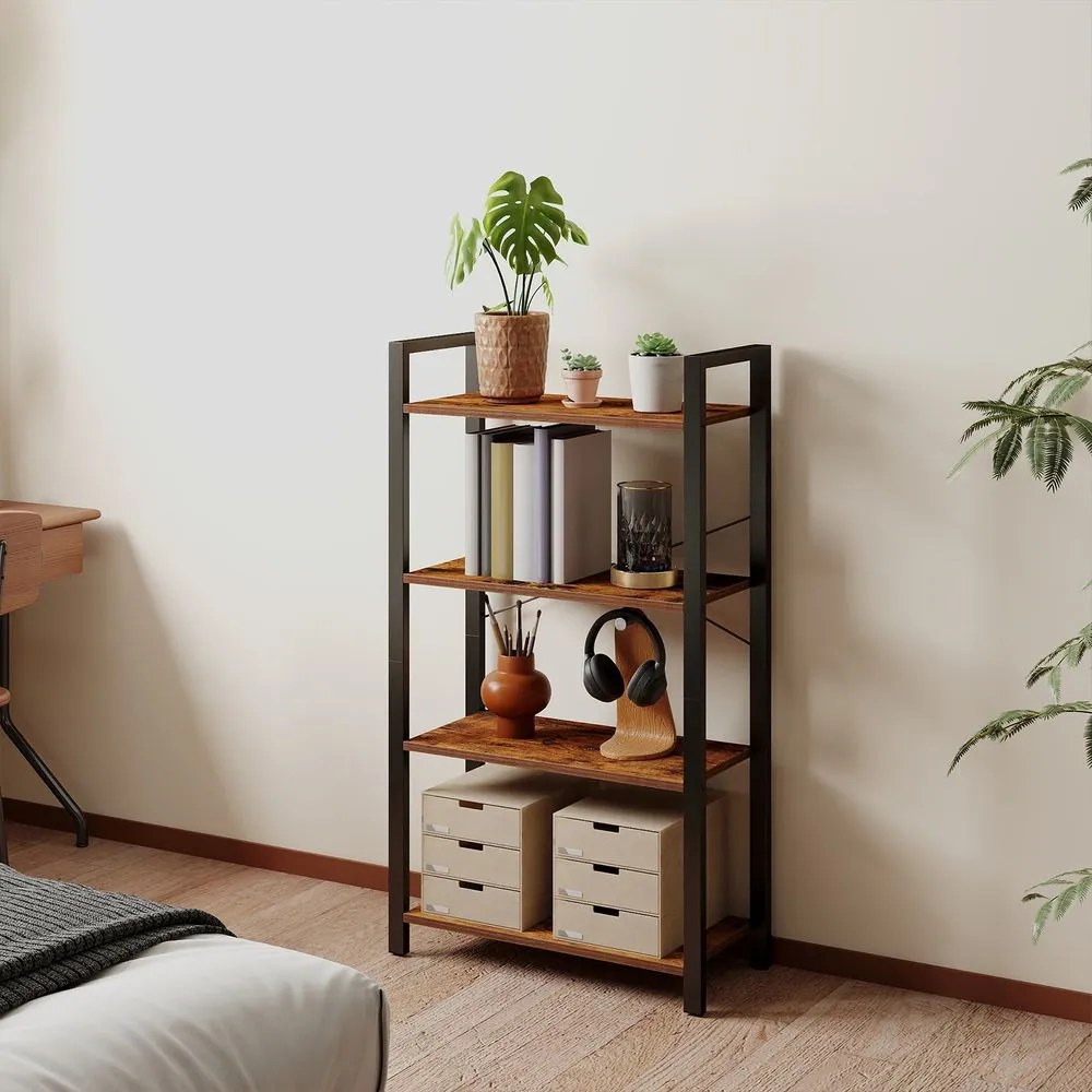 Estante para livros, com 4 prateleiras 30 x 66 x 120 cm castanho-preto