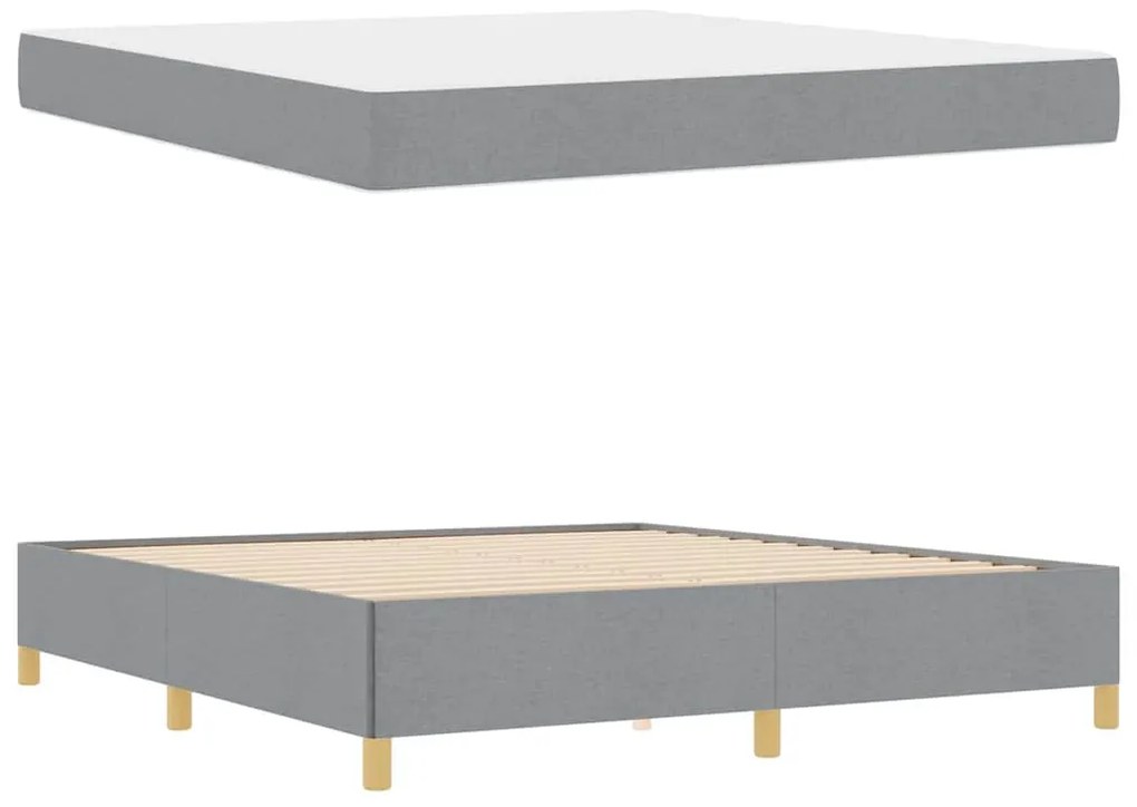 Cama Box Outros Cinza claro e Branco 180 x 200 cm tecido