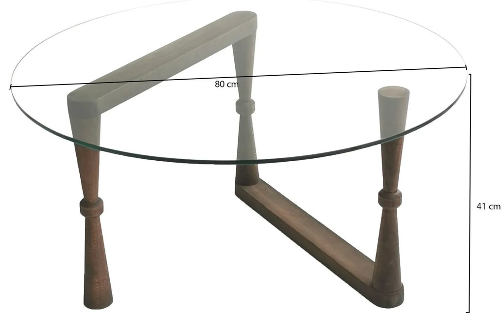 Mesa de Café Yuvarlak Cam Orta Sehpa S301 – Nogueira – 80x41x80 cm