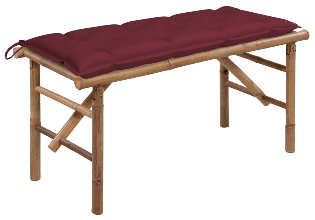 vidaXL Banco de jardim dobrável com almofadão 118 cm bambu