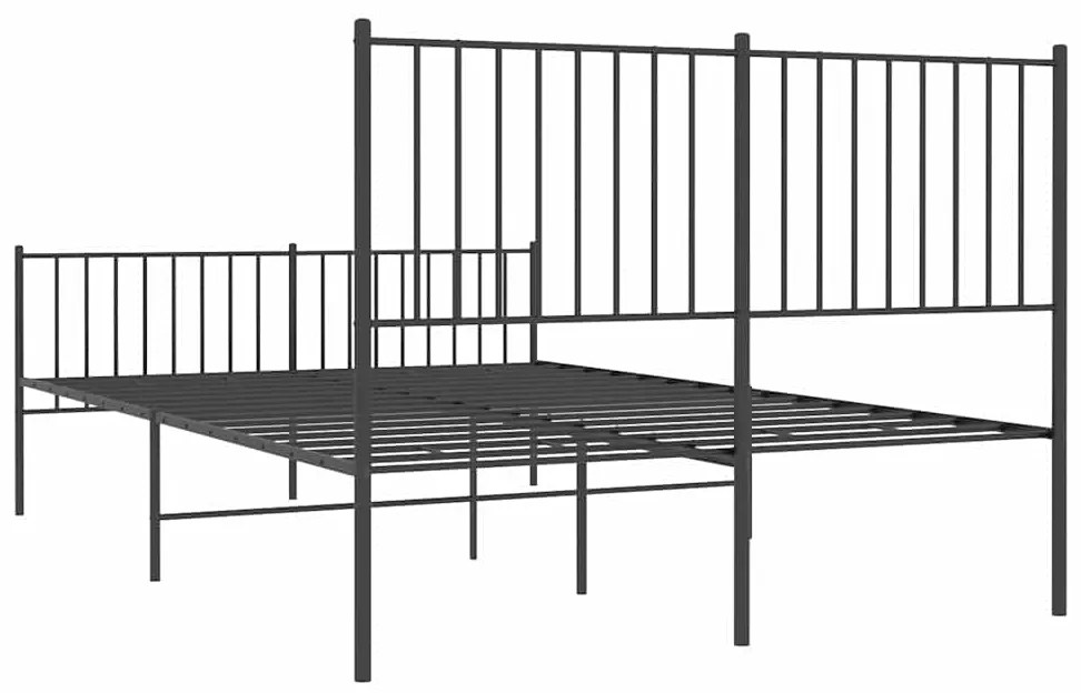Estrutura de cama com cabeceira e pés 135x190 cm metal preto