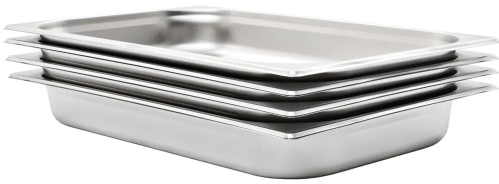 50880 vidaXL Recipientes gastronorm 4 pcs GN 1/1 65 mm aço inoxidável