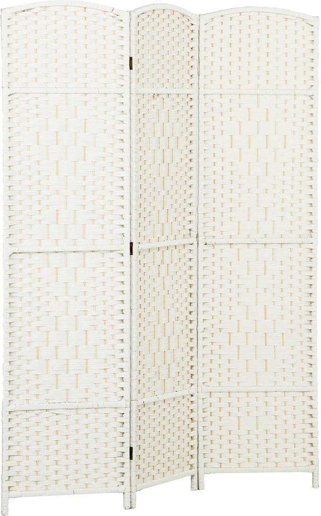 HOMCOM Separador de Ambientes de 3 Painéis Biombo Dobrável 135x180 cm Polipropileno Branco | Aosom Portugal