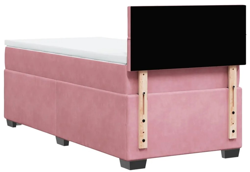 Cama com molas/colchão 100x200 cm veludo rosa