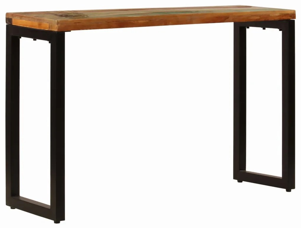Mesa consola 120x35x76 cm madeira recuperada maciça e aço